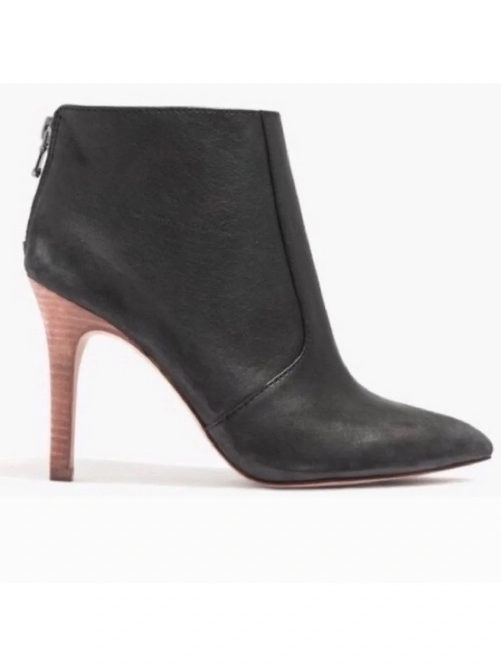 Madewell Jules Black Leather Heeled Ankle Booties